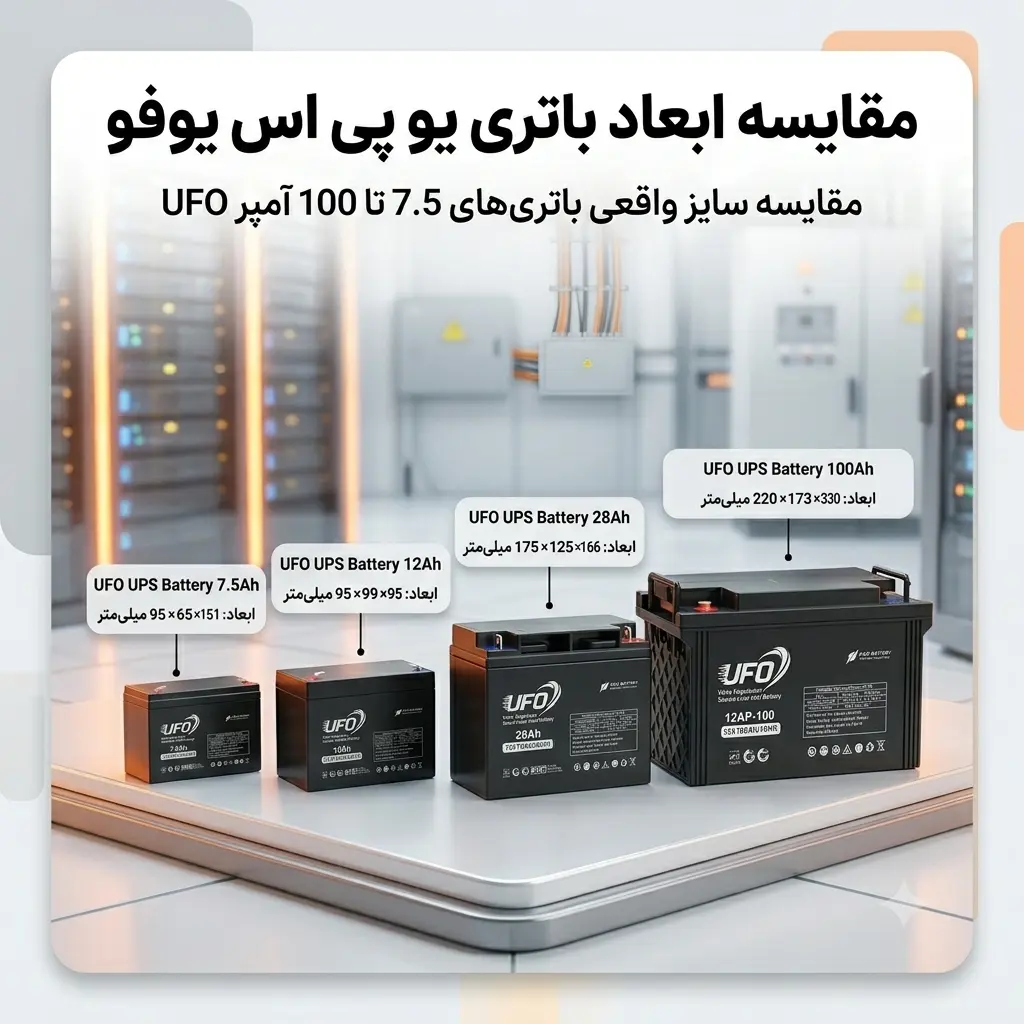 مقایسه ابعاد باتری یوفو