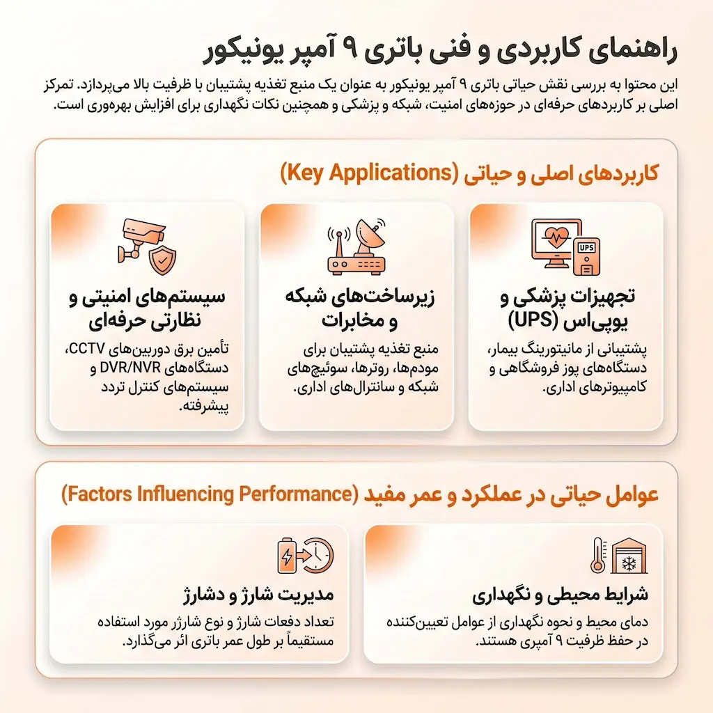 کاربرد باتری 9 آمپر یونیکور